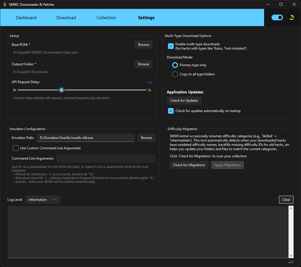 SMWC Downloader - Settings