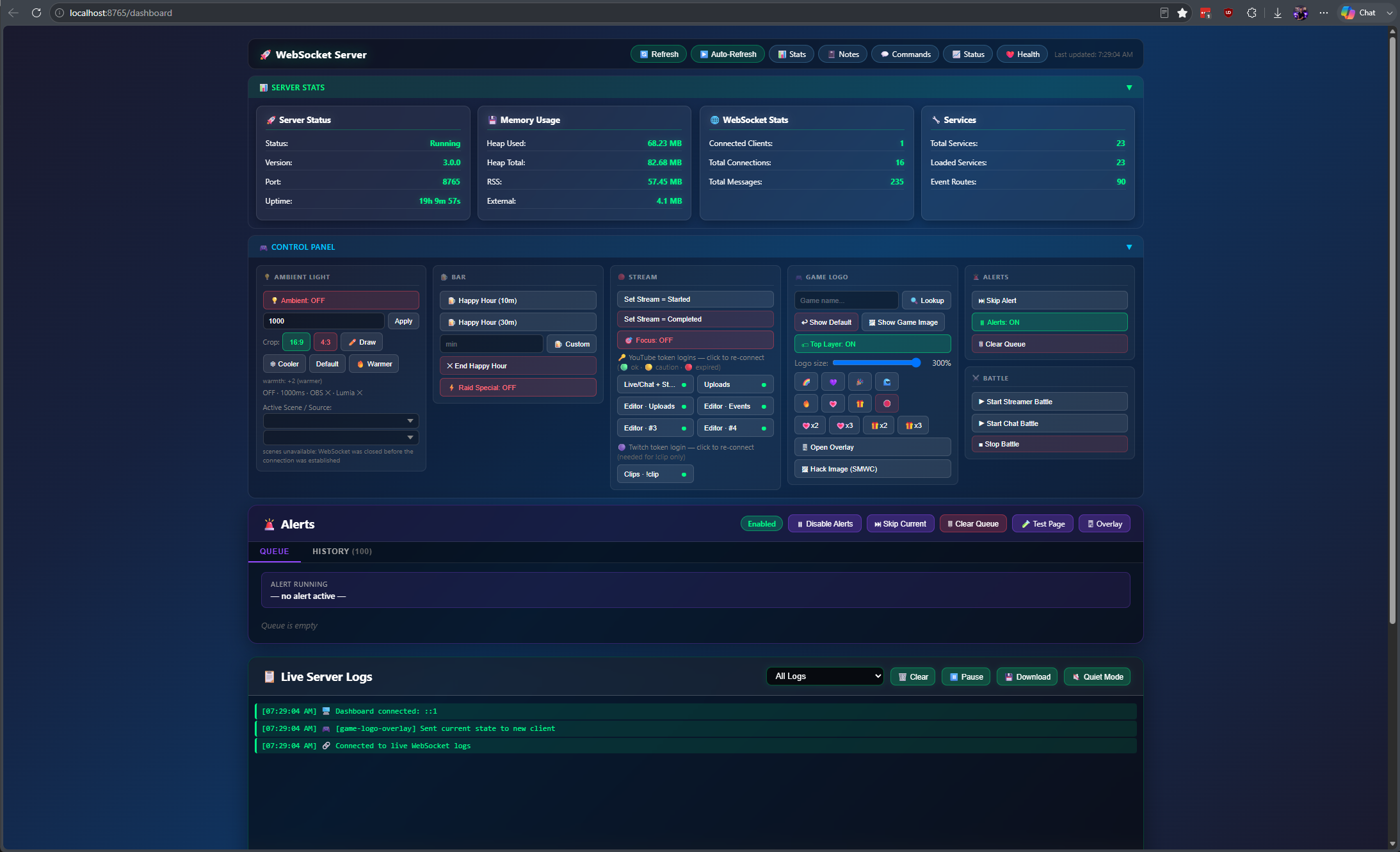 Streaming WebSocket Server